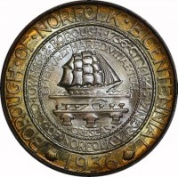 BOROUGH · OF · NORFOLK · BICENTENNIALTOWN · 1682 · BOROUGH · 1736 · CITY · 1845· CITY · OF · NORFOLK · VIRGINIA ·ET · TERRA · ET · MARE · DIVITIAE · TUAE· CRESCAS ·1936.