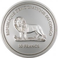 KM# 142 REPUBLIQUE DEMOCRATIQUE DU CONGO10 FRANCS.
