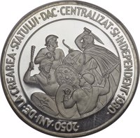 Romania coin 50 Lei - 2050 years since the creation of the centralized and independent Dacian state (1983) obverse obverse of 50 Lei - 2050 years since the creation of the centralized and independent Dacian state (1983) coin with KM# 100 from Romania. Inscription: REPUBLICA SOCIALISTA ROMANIA 1983 50 LEI