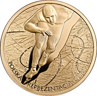 reverse of 200 Złotych - Polish Olympic Team Sochi 2014 (2014) coin with Y# 895 from Poland. Inscription: POLSKA REPREZENTACJA OLIMPIJSKA SOCZI 2014