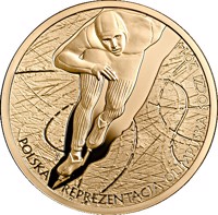Poland coin 200 Złotych - Polish Olympic Team Sochi 2014 (2014) reverse reverse of 200 Złotych - Polish Olympic Team Sochi 2014 (2014) coin with Y# 895 from Poland. Inscription: POLSKA REPREZENTACJA OLIMPIJSKA SOCZI 2014