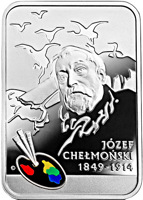 Poland coin 20 Złotych - Polish Painters of the 19th and 20th Centuries – Jozef Chelmonski (2014) reverse reverse of 20 Złotych - Polish Painters of the 19th and 20th Centuries – Jozef Chelmonski (2014) coin with Y# 912 from Poland. Inscription: JÓZEF CHEŁMOŃSKI 1849–1914