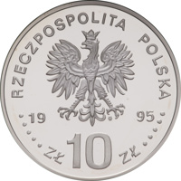 Poland coin 10 Złotych - 100 Years of Olympic Games (1995) obverse obverse of 10 Złotych - 100 Years of Olympic Games (1995) coin with Y# 301 from Poland. Inscription: RZECZPOSPOLITA POLSKA mw 1995 ZŁ 10 ZŁ