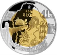 reverse of 100 Pesos - Coahuila - Gold & Silver Proof Issue (2006) coin with KM# 866 from Mexico. Inscription: Mo 2006 $100 COAHUILA DE ZARAGOZA