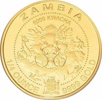 obverse of 6000 Kwacha - Taiwan Provincial Assembly (1998) coin from Zambia. Inscription: ZAMBIA 6000 KWACHA 1/4 OUNCE 9999 GOLD