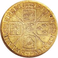 United Kingdom coin 1 Guinea - George I - 3'rd Portrait (1715 - 1716) reverse reverse of 1 Guinea - George I - 3'rd Portrait (1715 - 1716) coin with KM# 543 from United Kingdom. Inscription: BRVN - ET • L • DVX - S • R • I • A • TH - ET • EL •