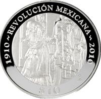 reverse of 10 Pesos - La Soldadera 