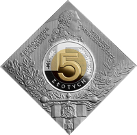 Poland coin 5 Złotych - Foundation of the Warsaw Mint (2016) reverse reverse of 5 Złotych - Foundation of the Warsaw Mint (2016) coin from Poland. Inscription: 1776 2016 RZECZPOSPOLITA POLSKA . 2016 .