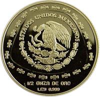 obverse of 50 Pesos / 1/2 Onza - Águila (1998) coin with KM# 668 from Mexico. Inscription: ESTADOS UNIDOS MEXICANOS