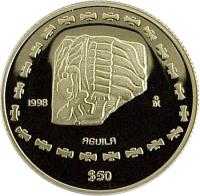 reverse of 50 Pesos / 1/2 Onza - Águila (1998) coin with KM# 668 from Mexico. Inscription: 1998 Mo AGUILA $50