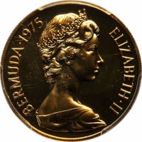 obverse of 100 Dollars - Elizabeth II - Royal Visit (1975) coin with KM# 24 from Bermuda. Inscription: BERMUDA·1975 ELIZABETH·II