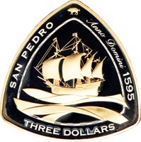 reverse of 3 Dollars - Elizabeth II - Shipwreck Series - San Pedro (2007) coin with KM# 168 from Bermuda. Inscription: SAN PEDRO Anno Domini 1595 THREE DOLLARS