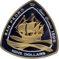 Bermuda coin 9 Dollars - Elizabeth II - Shipwreck Series - The reverse of 9 Dollars - Elizabeth II - Shipwreck Series - The