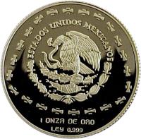 Mexico coin 100 Pesos / 1 Onza - Águila (1998) obverse obverse of 100 Pesos / 1 Onza - Águila (1998) coin with KM# 669 from Mexico. Inscription: ESTADOS UNIDOS MEXICANOS