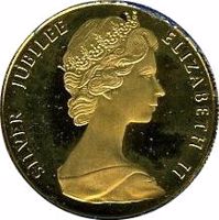 Bermuda coin 50 Dollars - Elizabeth II - Silver Jubilee (1977) obverse obverse of 50 Dollars - Elizabeth II - Silver Jubilee (1977) coin with KM# 26 from Bermuda. Inscription: SILVER JUBILEE ELIZABETH II