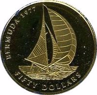 Bermuda coin 50 Dollars - Elizabeth II - Silver Jubilee (1977) reverse reverse of 50 Dollars - Elizabeth II - Silver Jubilee (1977) coin with KM# 26 from Bermuda. Inscription: BERMUDA 1977 FIFTY DOLLARS