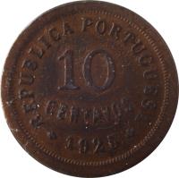 Portugal coin 10 Centavos (1924 - 1940) reverse reverse of 10 Centavos (1924 - 1940) coin with KM# 573 from Portugal. Inscription: REPUBLICA PORTUGUESA 10 CENTAVOS 1930