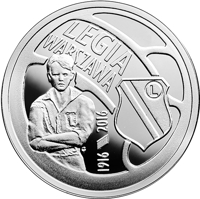 Poland coin 5 Złotych - Legia Warszawa (2016) reverse reverse of 5 Złotych - Legia Warszawa (2016) coin with Y# 948 from Poland. Inscription: LEGIA WARSZAWA 1916 2016