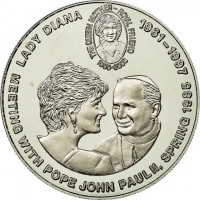 KM# 64 LADY DIANA 1961-1997Meeting with Pope John Paul II, Spring 1985.