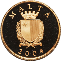 obverse of 25 Liri - Accession to the European Union (2004) coin with KM# 122 from Malta. Inscription: MALTA 2004