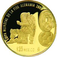 Mexico coin 25 Pesos - 2006 World Cup Soccer Games (2006) reverse reverse of 25 Pesos - 2006 World Cup Soccer Games (2006) coin with KM# 771 from Mexico. Inscription: COPA MUNDIAL DE LA FIFA ALEMANIA 2006 $25 MEXICO Mo
