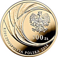 Poland coin 100 Złotych - Canonisation of John Paul II, 27 IV 2014 (2014) obverse obverse of 100 Złotych - Canonisation of John Paul II, 27 IV 2014 (2014) coin with Y# 921 from Poland. Inscription: mw 100 ZŁ RZECZPOSPOLITA POLSKA 2014