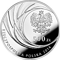 obverse of 500 Złotych - Canonisation of John Paul II, 27 IV 2014 (2014) coin with Y# 922 from Poland. Inscription: mw 500 ZŁ RZECZPOSPOLITA POLSKA 2014