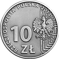 Poland coin 10 Złotych - 50th anniversary of the Polish Society for the Mentally Handicapped (2013) obverse obverse of 10 Złotych - 50th anniversary of the Polish Society for the Mentally Handicapped (2013) coin with Y# 877 from Poland. Inscription: RZECZPOSPOLITA POLSKA 2013 10 ZŁ mw