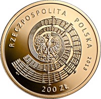 Poland coin 200 Złotych - Witold Lutosławski (2013) obverse obverse of 200 Złotych - Witold Lutosławski (2013) coin with Y# 872 from Poland. Inscription: RZECZPOSPOLITA POLSKA 2013 mw 200 ZŁ