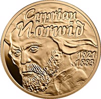 Poland coin 200 Złotych - Cyprian Norwid (2013) reverse reverse of 200 Złotych - Cyprian Norwid (2013) coin with Y# 858 from Poland. Inscription: Cyprian Norwid 1821 1883