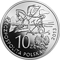 Poland coin 10 Złotych - Cyprian Norwid (2013) obverse obverse of 10 Złotych - Cyprian Norwid (2013) coin with Y# 857 from Poland. Inscription: 10 ZŁ mw RZECZPOSPOLITA POLSKA 2013