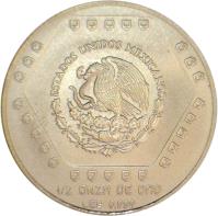 obverse of 50 Nuevo Pesos / 1/2 Onza - Jaina (1994) coin with KM# 580 from Mexico. Inscription: ESTADOS UNIDOS MEXICANOS 1/2 ONZA DE ORO LEY 0.999