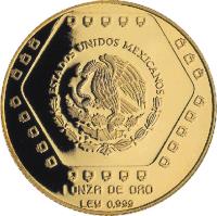 obverse of 100 Nuevo Pesos / 1 Onza - Jaina (1994) coin with KM# 581 from Mexico. Inscription: ESTADOS UNIDOS MEXICANOS 1 ONZA DE ORO LEY 0.999