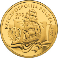 Poland coin 200 Złotych - Konrad Korzeniowski/Joseph Conrad (1857-1924) (2007) obverse obverse of 200 Złotych - Konrad Korzeniowski/Joseph Conrad (1857-1924) (2007) coin from Poland. Inscription: RZECZPOSPOLITA POLSKA 2007 200 ZŁ mw