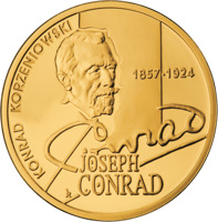 Poland coin 200 Złotych - Konrad Korzeniowski/Joseph Conrad (1857-1924) (2007) reverse reverse of 200 Złotych - Konrad Korzeniowski/Joseph Conrad (1857-1924) (2007) coin from Poland. Inscription: KONRAD KORZENIOWSKI 1857-1924 JOSEPH CONRAD