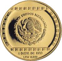 obverse of 100 Nuevo Pesos / 1 Onza - Hacha ceremonial (1993) coin with KM# 587 from Mexico. Inscription: ESTADOS UNIDOS MEXICANOS 1 ONZA DE ORO LEY 0.999