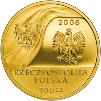 Poland coin 200 Złotych - The Centenary of the Warsaw School of Economics (2006) obverse obverse of 200 Złotych - The Centenary of the Warsaw School of Economics (2006) coin from Poland. Inscription: 2006 mw RZECZPOSPOLITA POLSKA 200 ZŁ