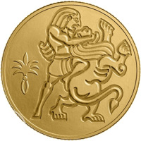 reverse of 1 New Sheqel - Biblical art coin series: Samson and the Lion (2009) coin with KM# 462 from Israel.