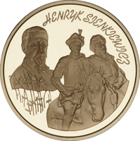 Poland coin 200 Złotych - Henryk Sienkiewicz (1846-1916) (1996) reverse reverse of 200 Złotych - Henryk Sienkiewicz (1846-1916) (1996) coin with Y# 316 from Poland. Inscription: HENRYK SIENKIEWICZ