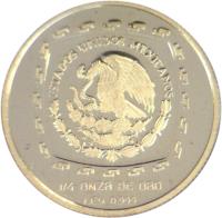 obverse of 25 Pesos / 1/4 Onza - Sacerdote (1996) coin with KM# 600 from Mexico. Inscription: ESTADOS UNIDOS MEXICANOS 1/4 DE ONZA DE ORO LEY 0.999
