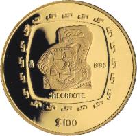 reverse of 100 Pesos / 1 Onza - Sacerdote (1996) coin with KM# 602 from Mexico. Inscription: Mo 1996 SACERDOTE $100
