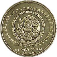 obverse of 25 Pesos / 1/4 Onza - Serpiente emplumada (1997) coin with KM# 624 from Mexico. Inscription: ESTADOS UNIDOS MEXICANOS 1/4 DE ONZA DE PLATA LEY 0.999