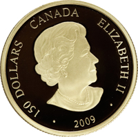 Canada coin 150 Dollars - Elizabeth II - Year of the Ox (2009) obverse obverse of 150 Dollars - Elizabeth II - Year of the Ox (2009) coin with KM# 867 from Canada. Inscription: 150 DOLLARS CANADA ELIZABETH II