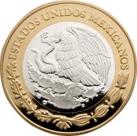 obverse of 100 Pesos - Oaxaca revolutionary coin 1916 (2014) coin with KM# 982 from Mexico. Inscription: ESTADOS UNIDOS MEXICANOS