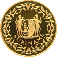 Suriname coin 500 Guilders - 15th Anniversary of Independence (1990) obverse obverse of 500 Guilders - 15th Anniversary of Independence (1990) coin with KM# 35 from Suriname. Inscription: SURINAME