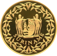 Suriname coin 500 Guilders - 125th Anniversary De Surinaamsche Bank (1990) obverse obverse of 500 Guilders - 125th Anniversary De Surinaamsche Bank (1990) coin with KM# 31 from Suriname. Inscription: SURINAME