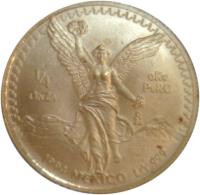 Mexico coin 1/4 Onza - Libertad Gold Bullion (1991 - 1994) reverse reverse of 1/4 Onza - Libertad Gold Bullion (1991 - 1994) coin with KM# 590 from Mexico. Inscription: 1/4 ONZA ORO PURO Mo 1994 MEXICO LEY .999