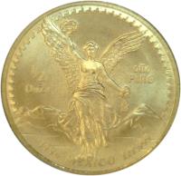 Mexico coin 1/2 Onza - Libertad Gold Bullion (1991 - 1994) reverse reverse of 1/2 Onza - Libertad Gold Bullion (1991 - 1994) coin with KM# 591 from Mexico. Inscription: 1/2 ONZA ORO PURO Mo 1994 MEXICO LEY .999