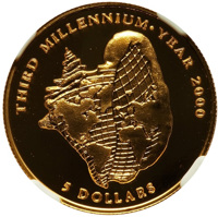 Bahamas coin 5 Dollars - Third Millennium (1996) reverse reverse of 5 Dollars - Third Millennium (1996) coin with KM# 178 from Bahamas. Inscription: THIRD MILLENNIUM·YEAR 2000 5 DOLLARS
