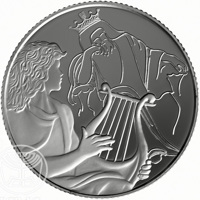 Israel coin 2 New Sheqalim - Biblical art coin series: David playing for Saul (2014) reverse reverse of 2 New Sheqalim - Biblical art coin series: David playing for Saul (2014) coin with KM# 516 from Israel.